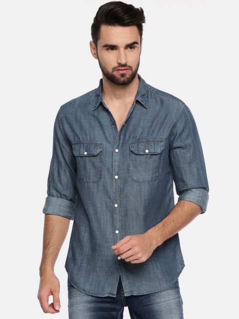 

SPYKAR Men Blue Slim Fit Faded Casual Shirt