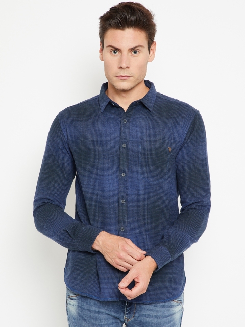 

SPYKAR Men Navy Blue & Black Regular Fit Checked Casual Shirt