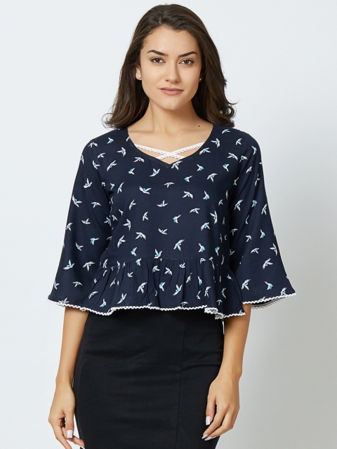 

MISH Women Black Printed A-Line Top