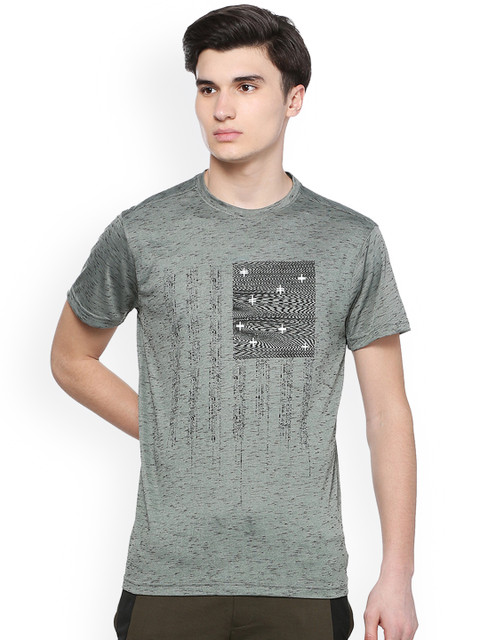 

People Men Grey Printed Round Neck T-shirt