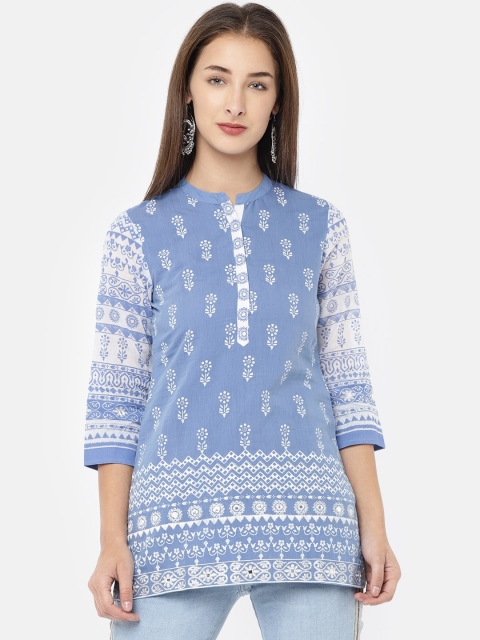 

Biba Women Blue Floral Print Kurti