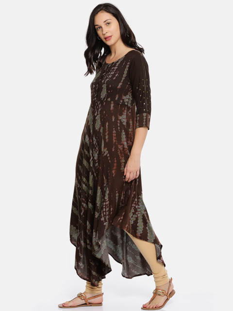 

Span Women Brown Printed A-Line Kurta
