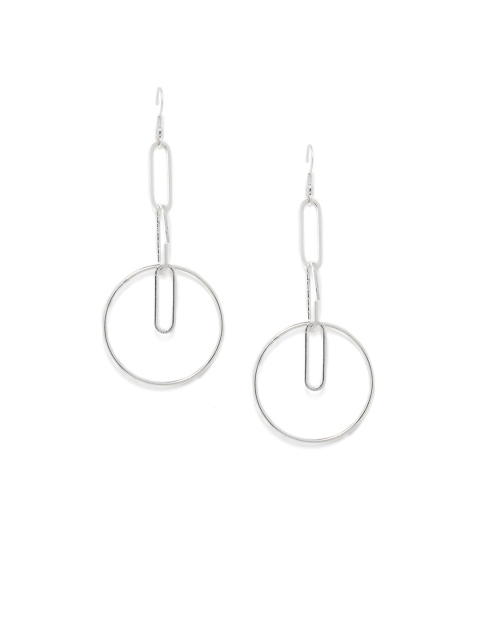 

ZeroKaata Silver-Toned Circular Drop Earrings