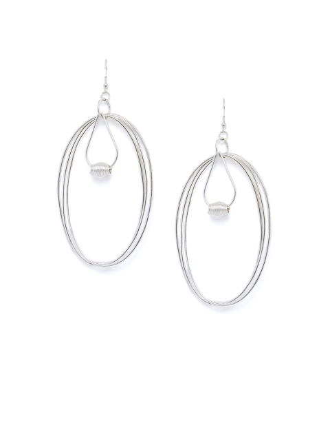 

ZeroKaata Silver-Toned Oval Drop Earrings
