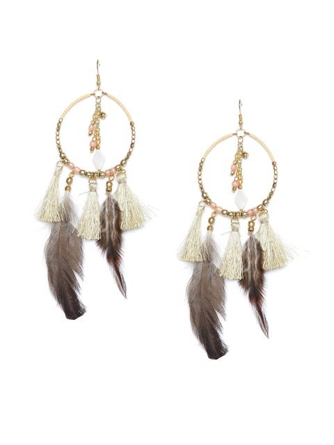 

ZeroKaata Multicoloured & White Feather Shaped Drop Earrings, Multi