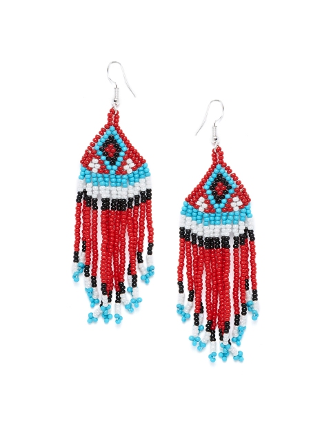 

ZeroKaata Red & Blue Geometric Drop Earrings