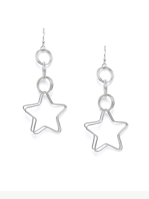 

ZeroKaata Silver-Toned Star Shaped Drop Earrings