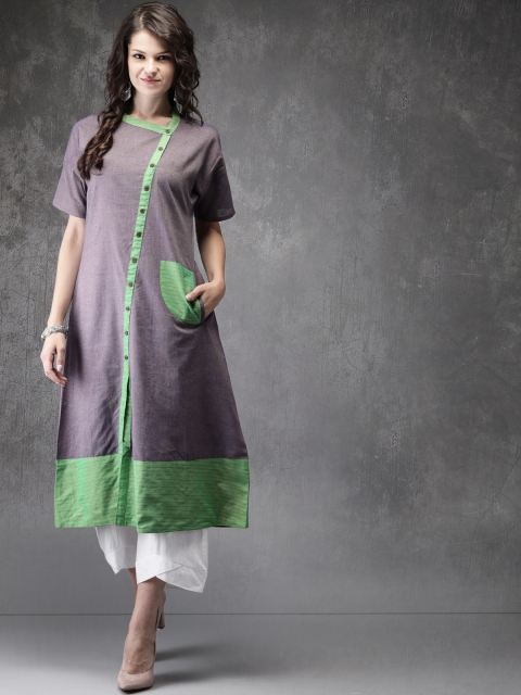 

Anouk Women Purple Mangalgiri A-Line Kurta