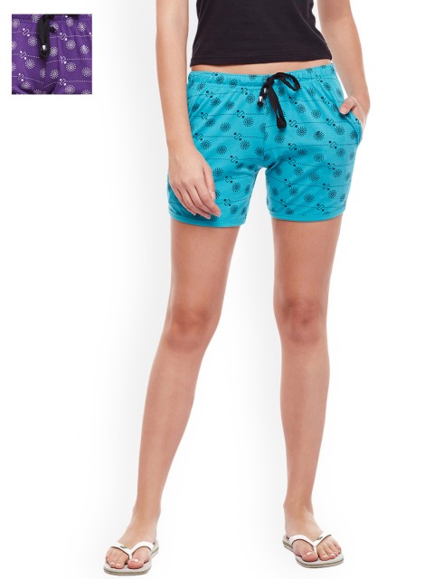 

VIMAL JONNEY Pack Of 2 Lounge Shorts F7_PRT_NO.6, Turquoise blue