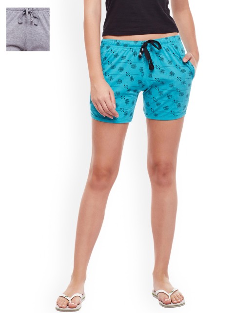 

VIMAL JONNEY Women Pack Of 2 Lounge Shorts F7_MLNG_PRT_NO.6_FRZ_02, Grey melange