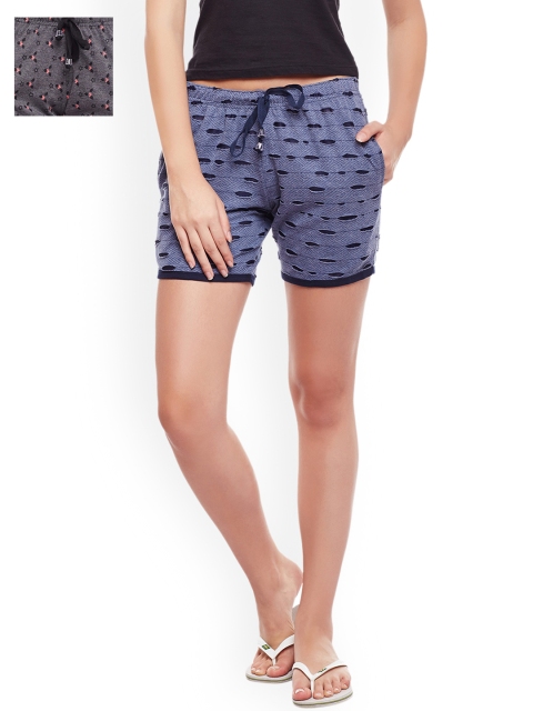 

VIMAL JONNEY Pack Of 2 Lounge Shorts F7_KF_NVY_PRT_NO.7_AN_02, Blue