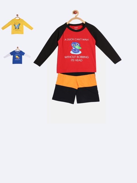 

GKIDZ Boys Pack of 3 Printed T-shirts with Shorts, Red
