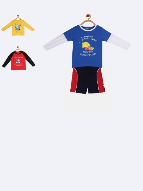 

GKIDZ Boys Pack of 3 Printed T-shirts with Shorts, Red