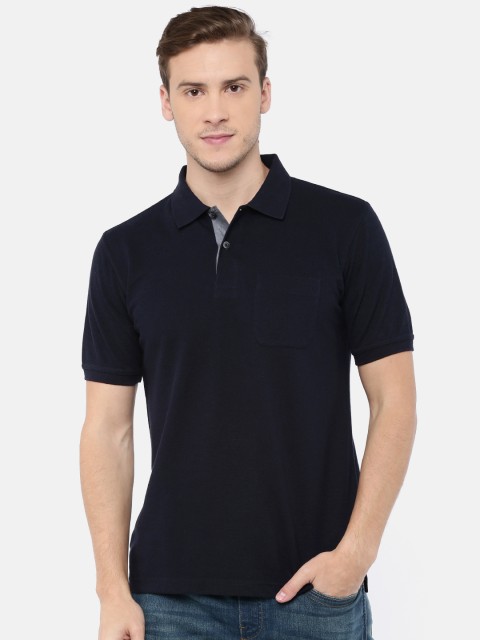 

Peter England Men Navy Solid Polo Collar T-shirt, Navy blue