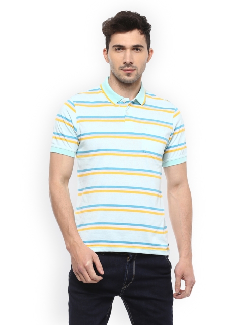 

Peter England Men Blue Self Design Polo Collar T-shirt
