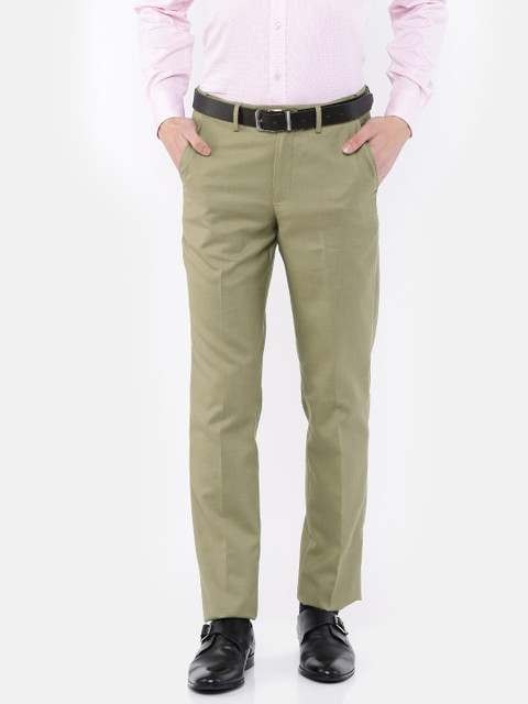 

Peter England Casuals Men Khaki Slim Fit Solid Formal Trousers