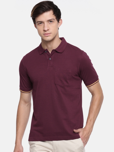 

Peter England Men Burgundy Solid Polo Collar T-shirt