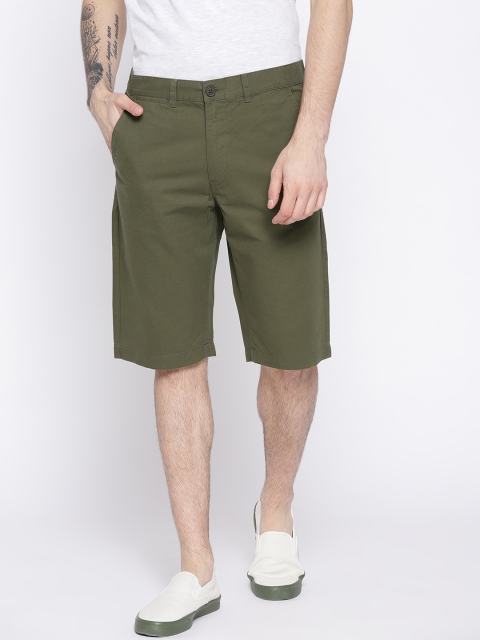 

Peter England Casuals Men Olive Green Solid Slim Fit Chino Shorts