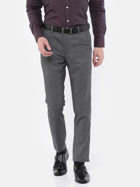 

Peter England Casuals Men Grey Slim Fit Solid Formal Trousers