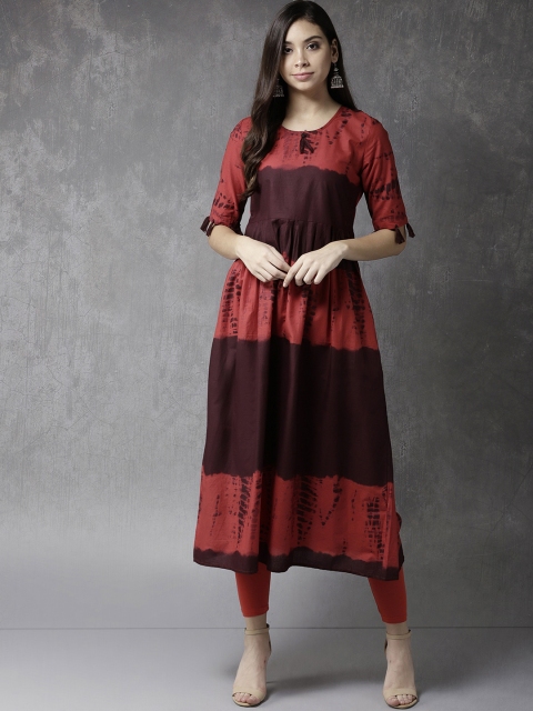 

Anouk Women Red & Burgundy Printed A-Line Kurta