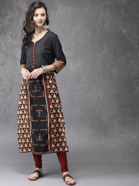 

Anouk Women Red & Black Bagru Print A-Line Kurta
