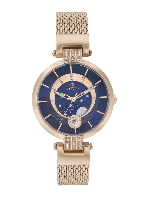 

Titan Rose Gold-Toned Dial Watch 95014WM01J