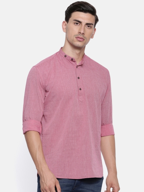 

British Club Men Rust Pink Solid Straight Kurta