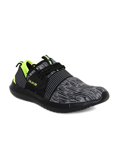 

Duke Men Black & Grey Woven Design Running Shoes