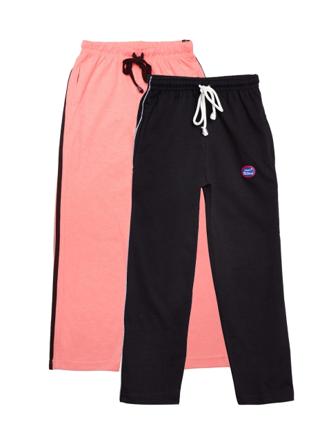 

VIMAL JONNEY Girls Pack of 2 Peach-Coloured & Black Regular Track Pants