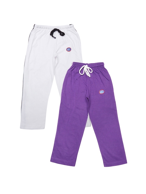 

VIMAL JONNEY Girls Pack of 2 Solid Slim Fit Track Pants, Purple