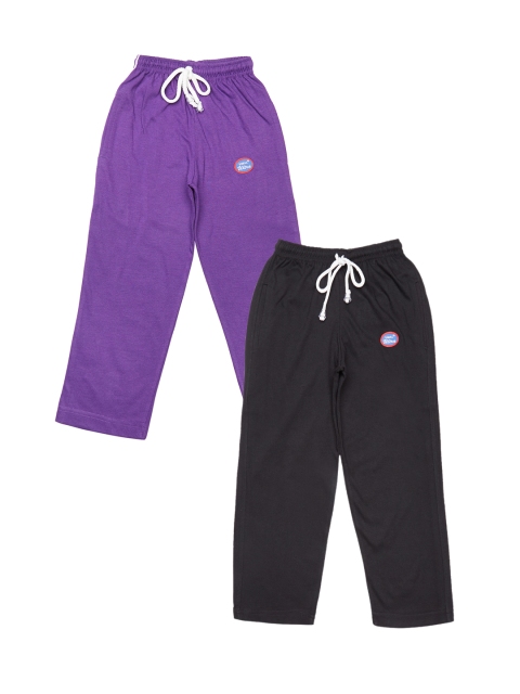 

VIMAL JONNEY Girls Pack of 2 Solid Slim Fit Track Pants, Purple