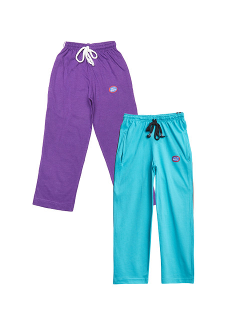 

VIMAL JONNEY Girls Pack of 2 Solid Slim Fit Track Pants, Purple