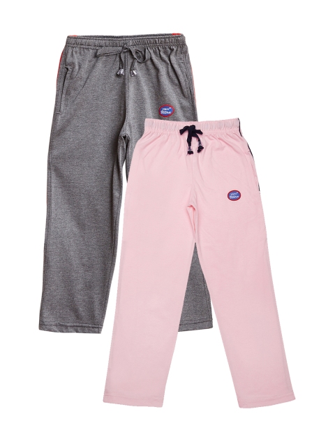 

VIMAL JONNEY Girls Pack of 2 Grey & Pink Regular Track Pants