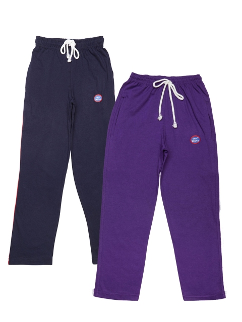 

VIMAL JONNEY Girls Pack of 2 Navy Blue & Purple Regular Track Pants