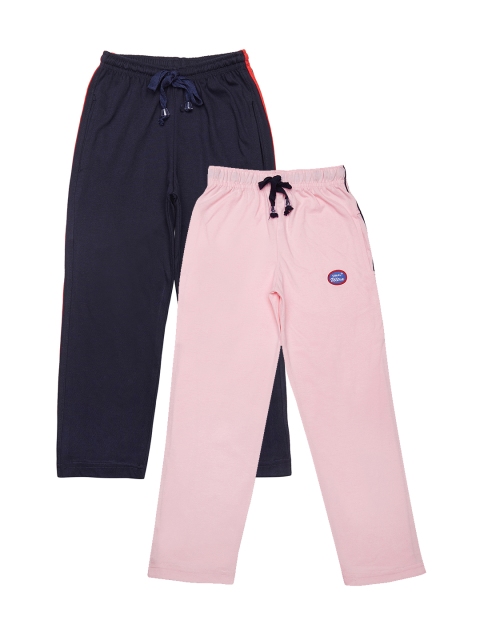 

VIMAL JONNEY Girls Pack of 2 Navy Blue & Pink Regular Track Pants