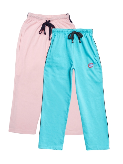

VIMAL JONNEY Girls Pack of 2 Pink & Blue Regular Track Pants