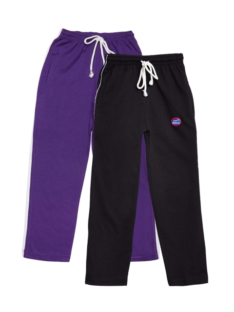 

VIMAL JONNEY Girls Pack of 2 Purple & Black Regular Track Pants