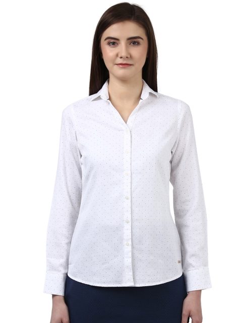 

Park Avenue Woman White Regular Fit Printed Semiformal Shirt