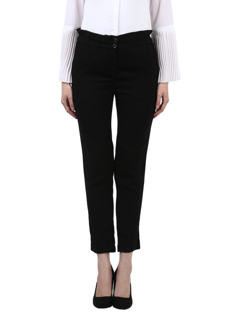 

Park Avenue Woman Black Tapered Fit Solid Regular Trousers