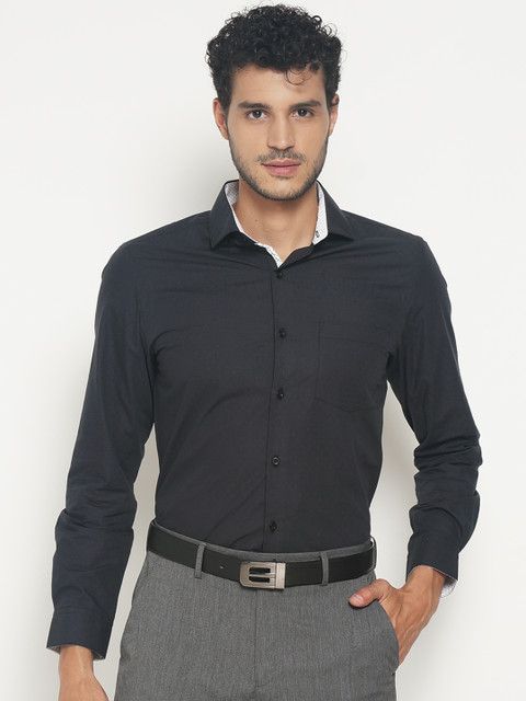 

IVOC Men Black Slim Fit Self Design Formal Shirt