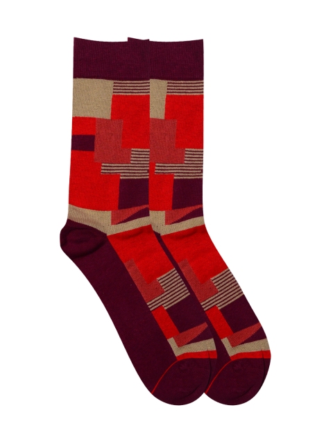 

Soxytoes Men Maroon & Red Colourblocked Cotton Above Ankle-Length Socks