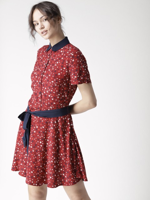 

Tommy Hilfiger Women Maroon Printed Shirt Dress