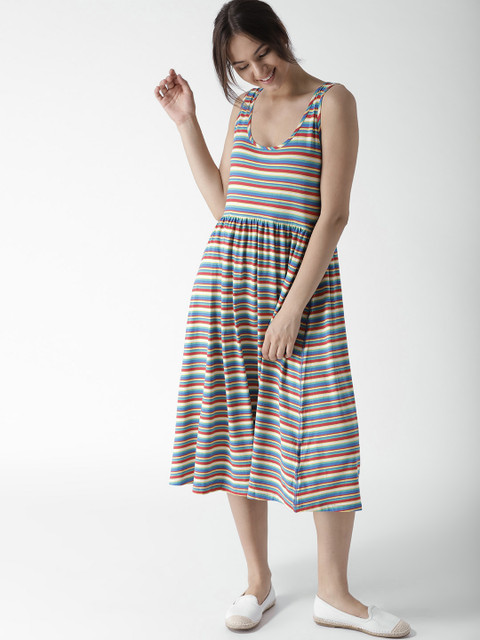 

Tommy Hilfiger Women Multicoloured Striped Fit and Flare Dress, Multi