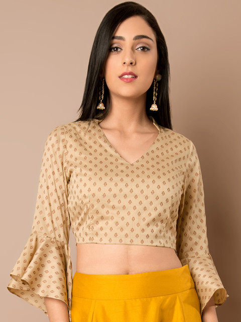 

INDYA Women Beige Printed Crop Top