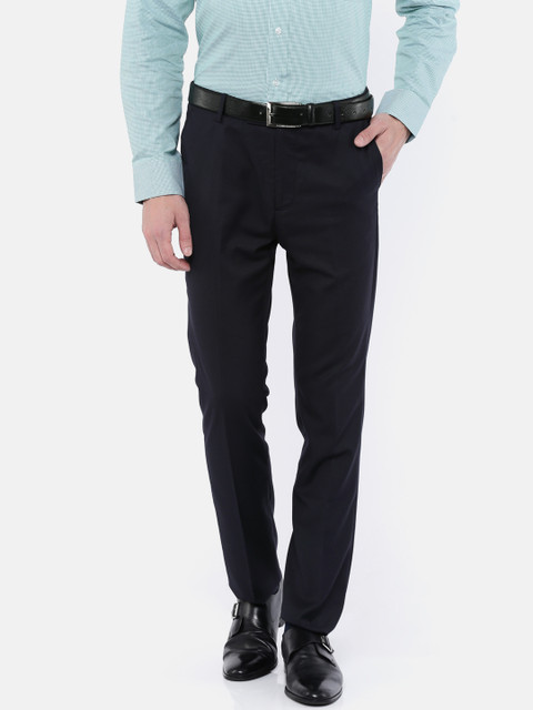 

Arrow Men Navy Blue Tapered Fit Solid Formal Trousers