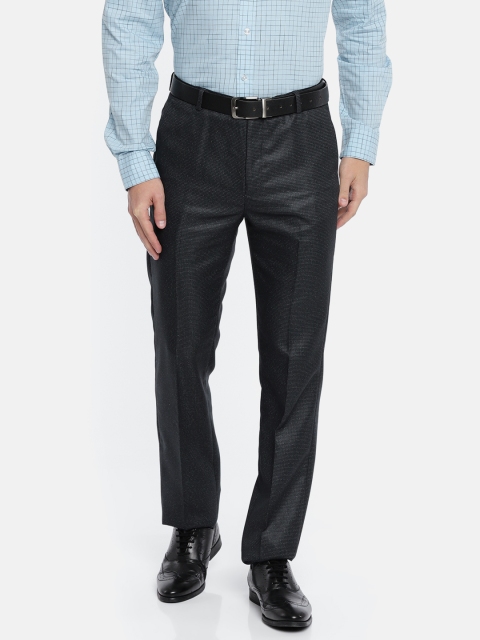 

Arrow New York Men Black Smart Slim Fit Self Design Regular Trousers