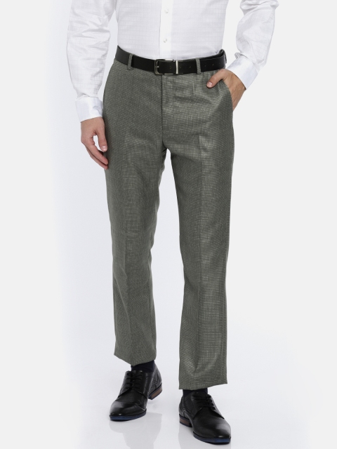 

Arrow New York Men Grey Tapered Fit Self Design Regular Trousers