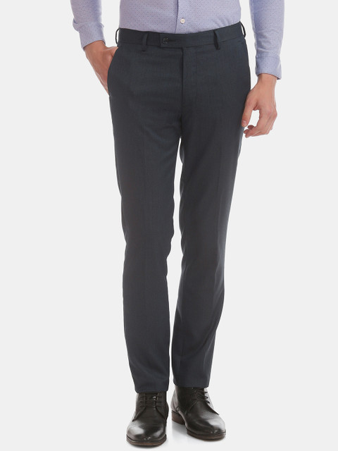 

Arrow Men Navy Blue Slim Fit Solid Formal Trousers