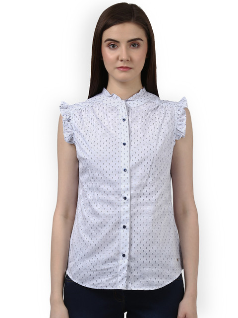 

Park Avenue Woman Women Blue Printed Shirt Style Top