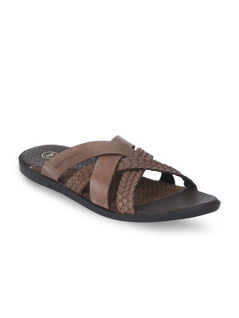 

Red Tape Men Brown Leather Comfort Sandals